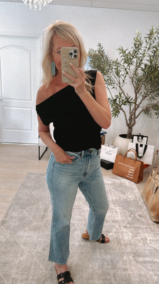 BEST SELLER!! Drop Shoulder Top in Black