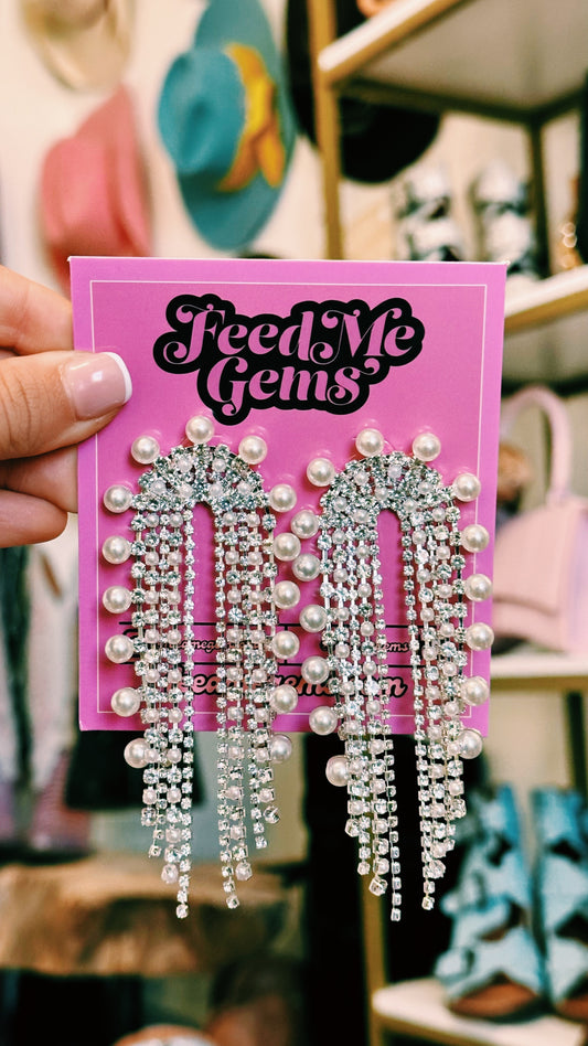 NEW!! Classic Pearl Rainbow Earrings in Silver