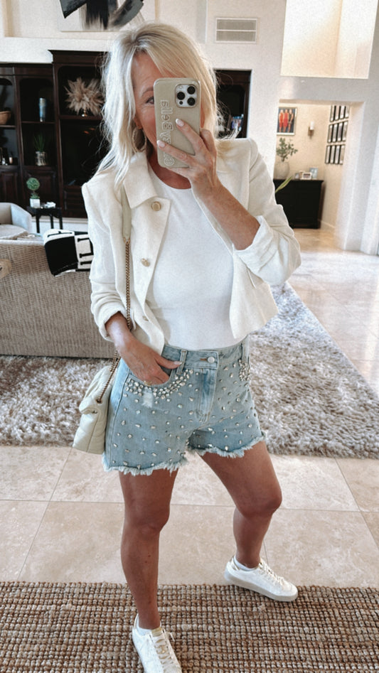 BEST SELLER!! Rhinestone Denim Shorts