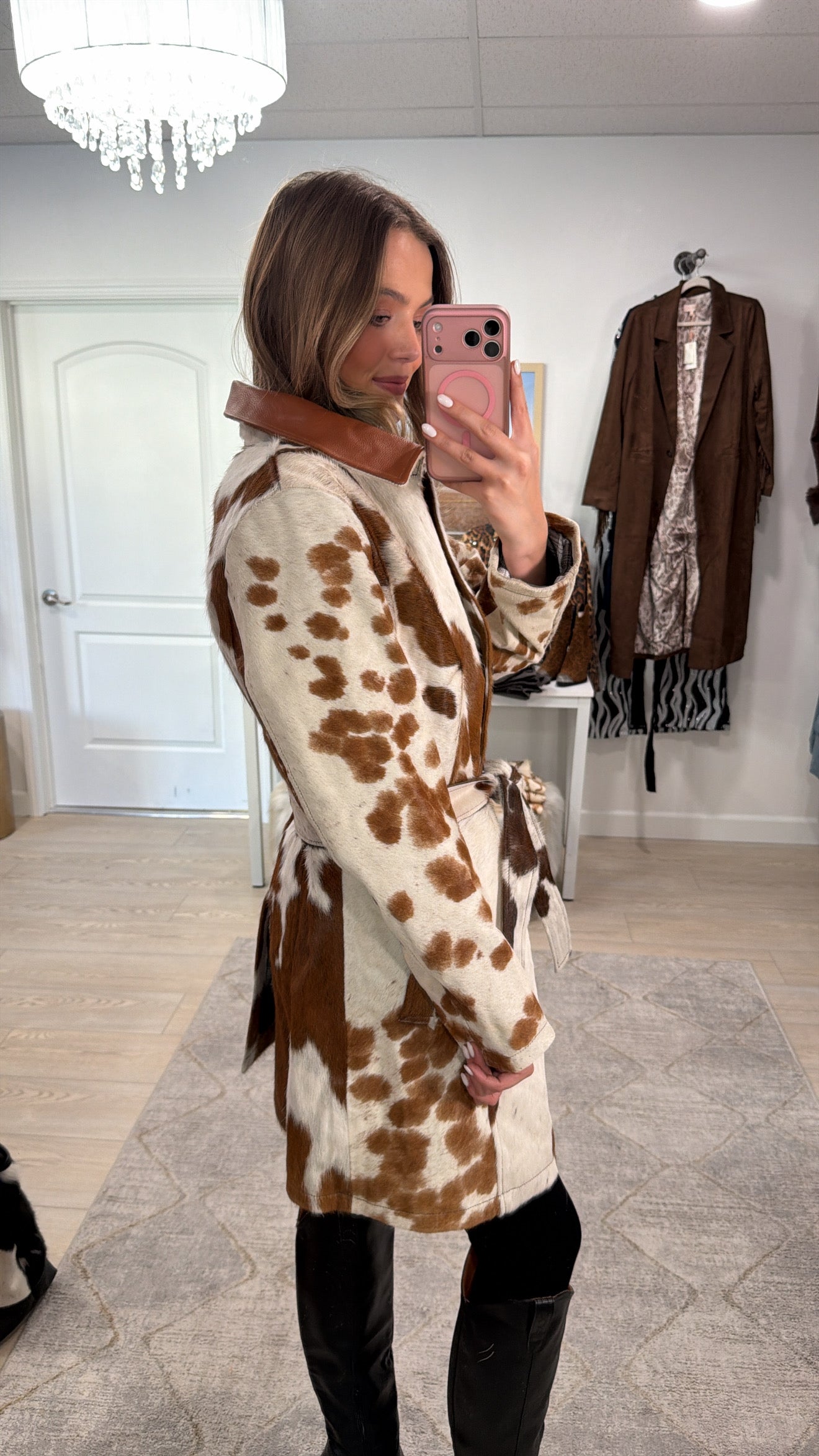LIMITED EDITION! Cowhide Trench Coat #1 Size Small