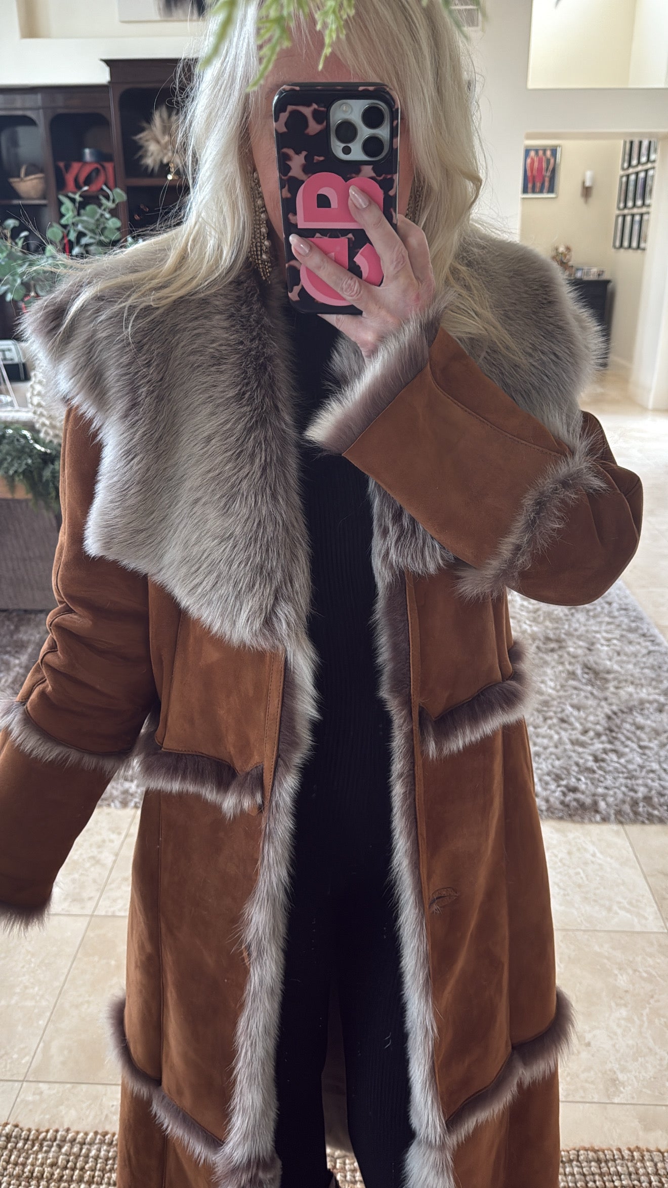 #16 Vintage Shearling Lambskin & Fur Long Coat