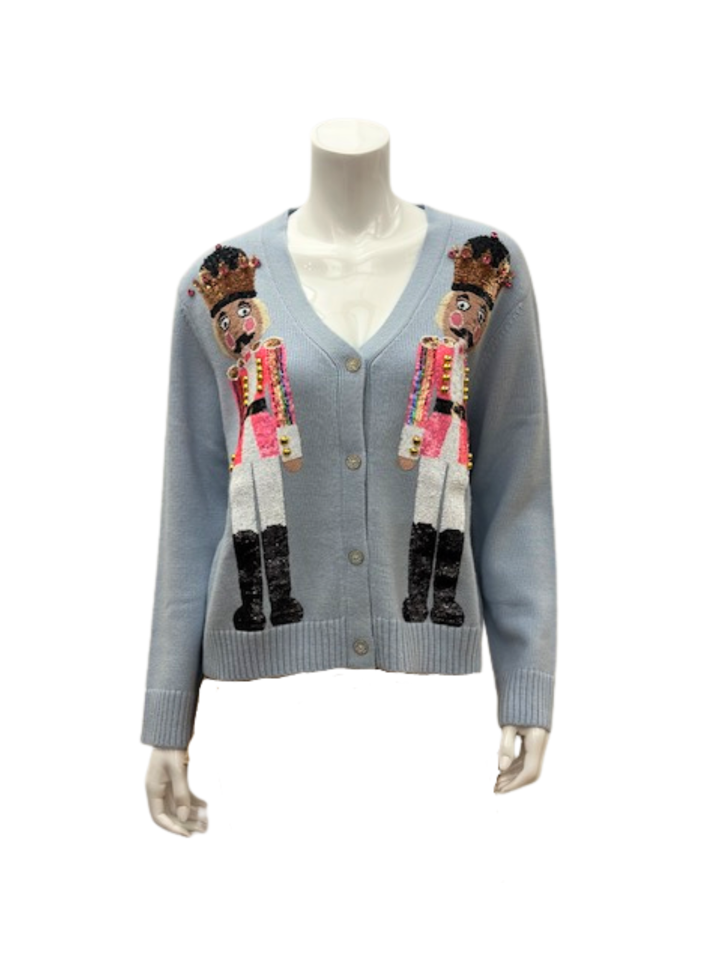 FINAL SALE!! Sequin Nutcracker Cardigan in Pale Blue