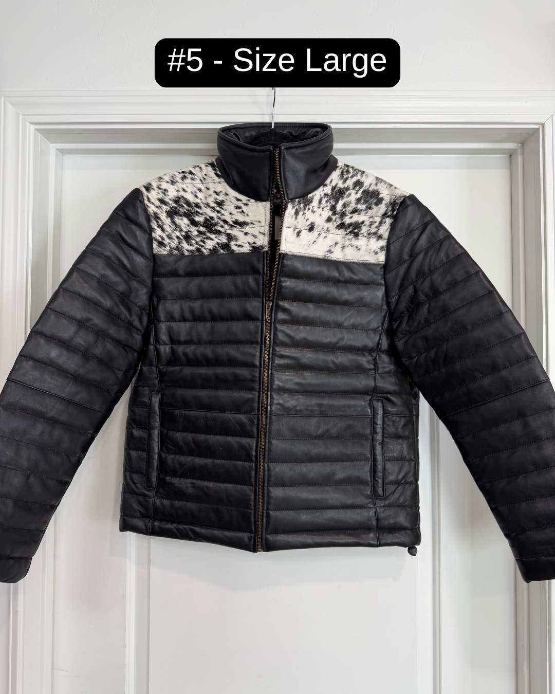 Men's Cowhide Puffer Jacket in Black