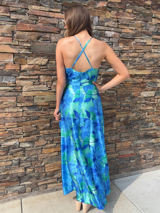 NEW!! The "Positano" Halter Maxi Dress in Blue