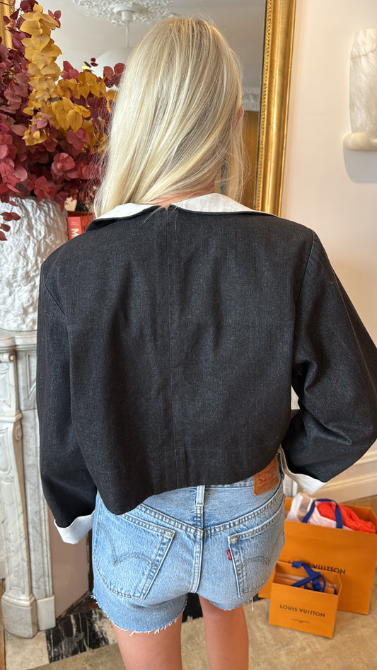 NEW!! Vintage YSL Cropped Linen Blazer Size M/L