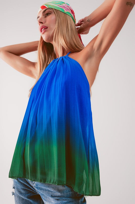 FINAL SALE!! Becca Ombre High Neck Pleated Top