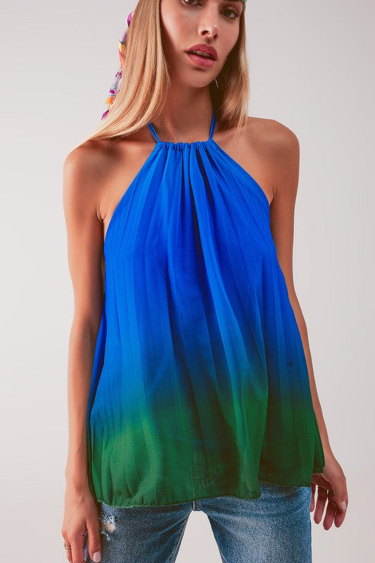 FINAL SALE!! Becca Ombre High Neck Pleated Top