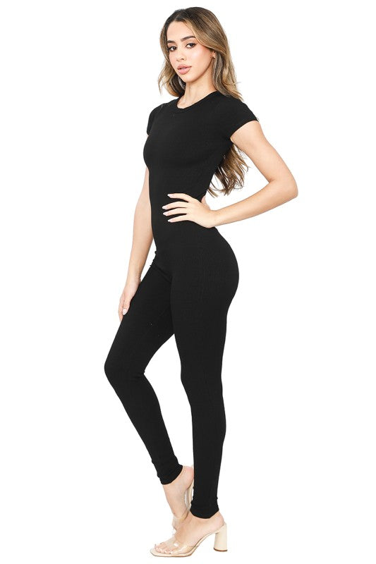 NEW!! "Base Layer" Ribbed Short Sleeve Jumpsuit