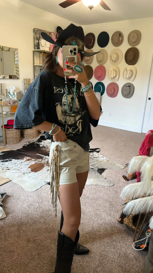 NEW!! "Midland" Fringe Leather Shorts