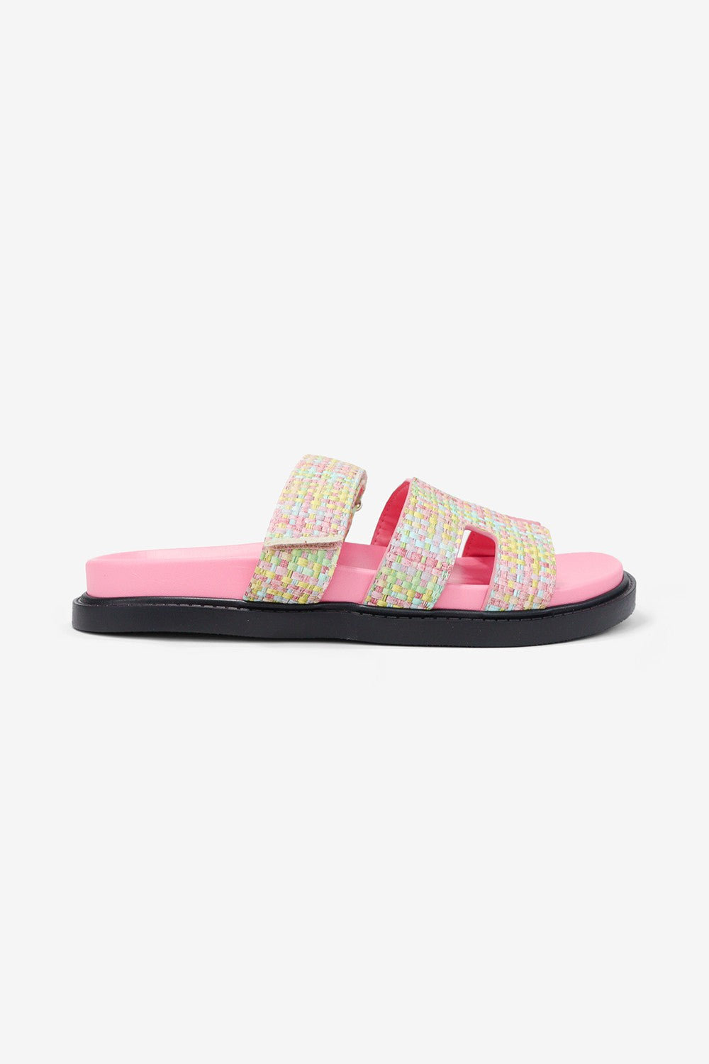 The Lowkey Famous Slide in Pink Raffia