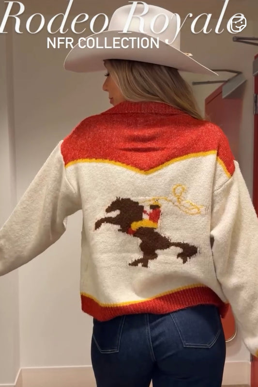 PRE ORDER!! Rodeo Cowboy Knit Sweater in Red