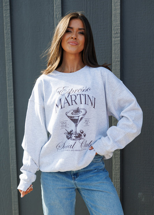 NEW!! Espresso Martini Social Club Sweatshirt in Heather Grey