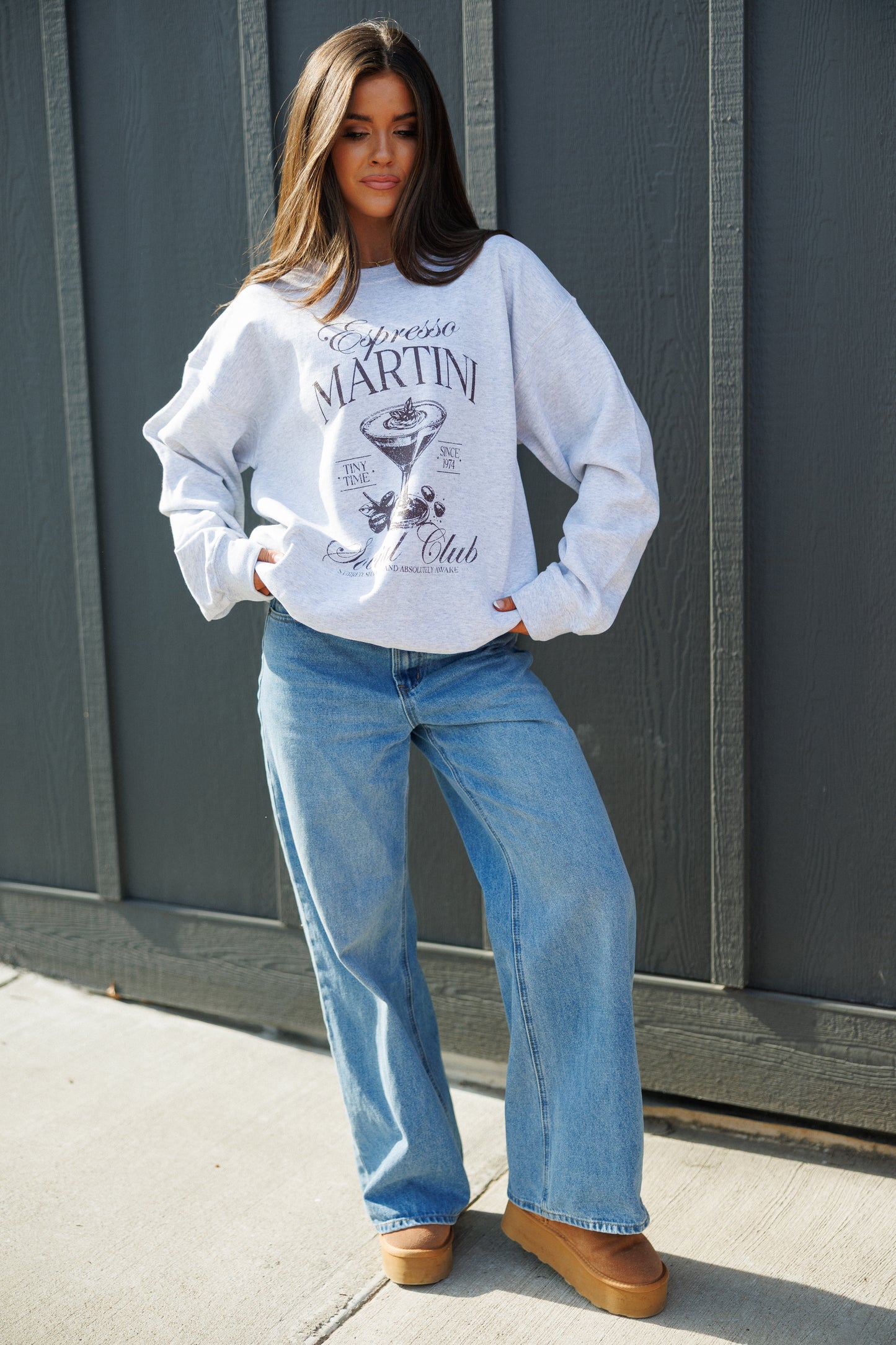 NEW!! Espresso Martini Social Club Sweatshirt in Heather Grey