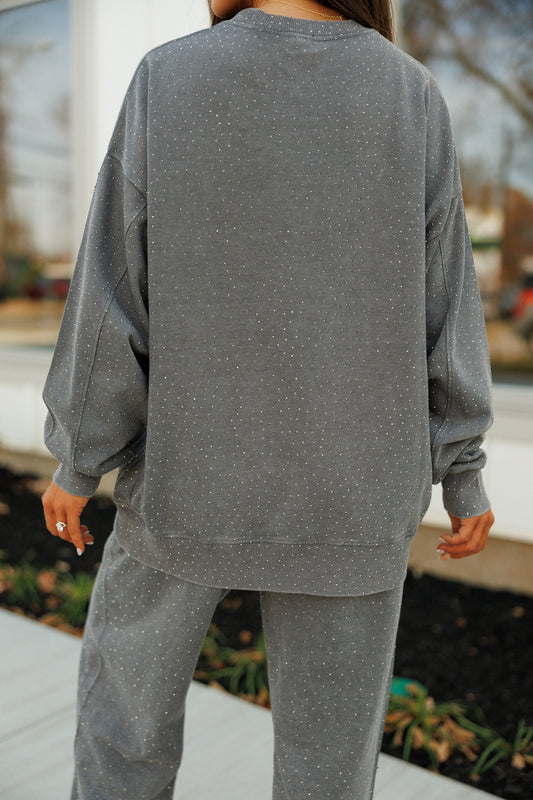 NEW!! "Off Duty" Rhinestone Sweatshirt in Grey - PREORDER