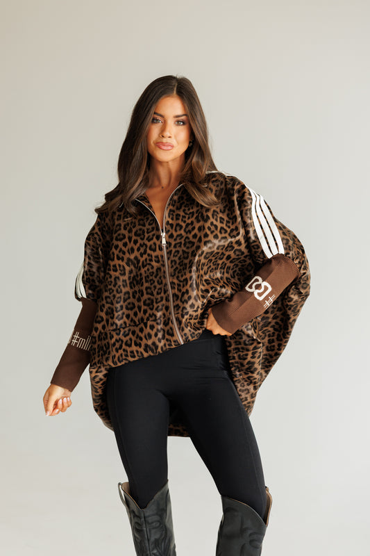 NEW!! Cheetah Print Oversized Zip Up Jacket