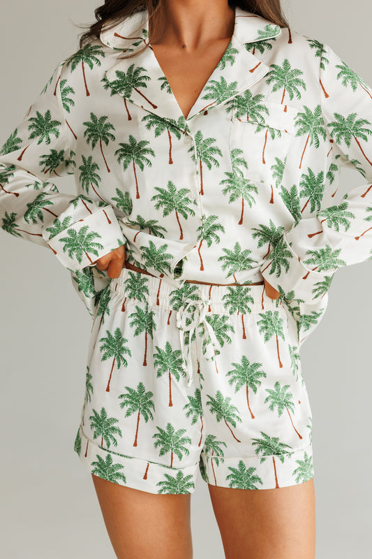NEW!! Favorite PJ Set in Palm Tree Silky