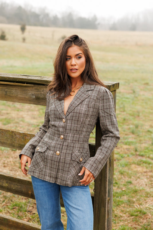 FINAL SALE!! "Heritage" Plaid Blazer w/ Gold Buttons