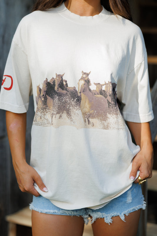 Wild Horse Short Sleeve Tee in Ivory