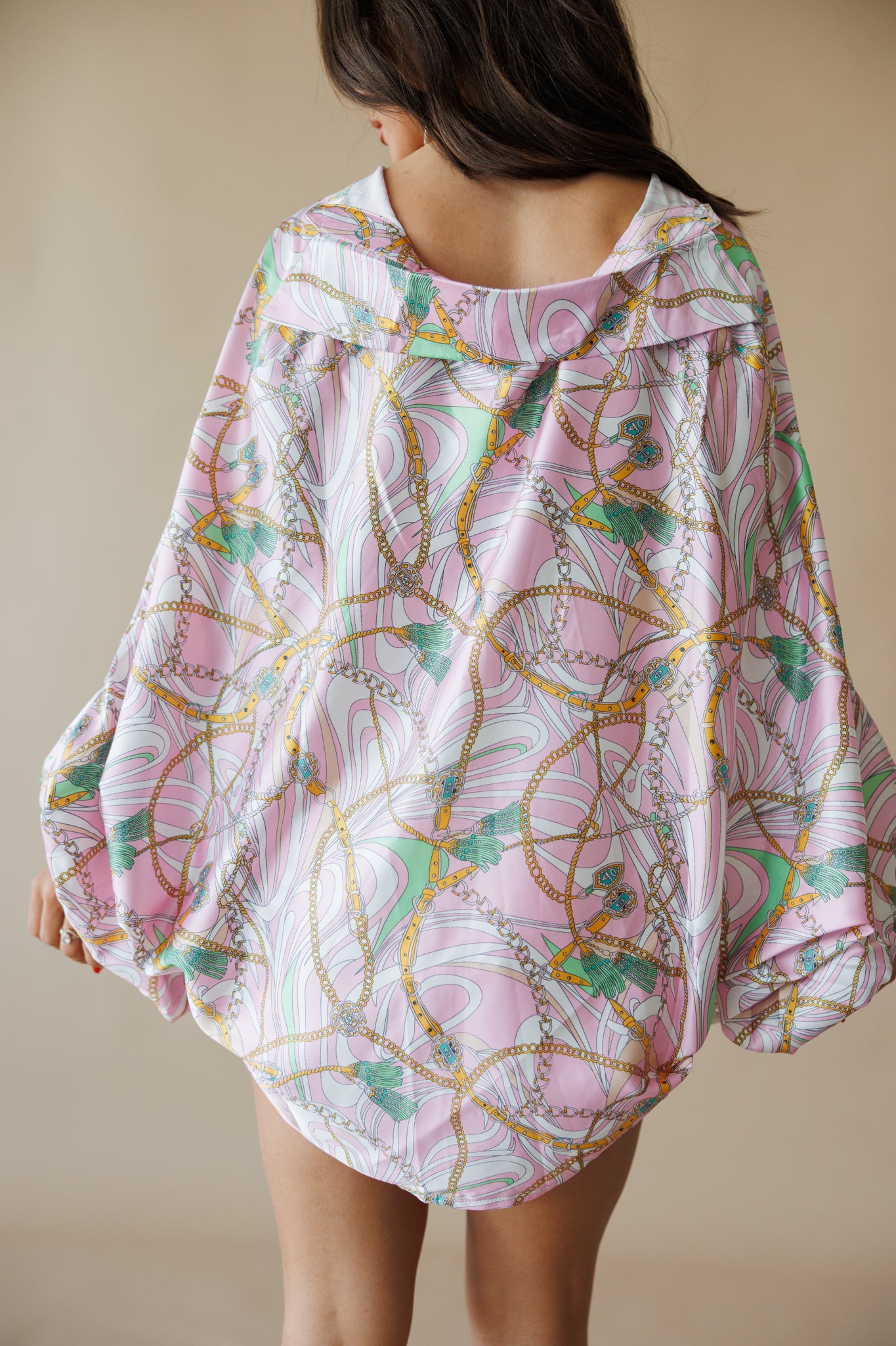 Chainlink Satin Top in Pink