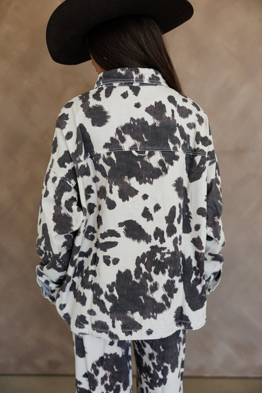 "Out West" Cow Print Jacket - PREORDER