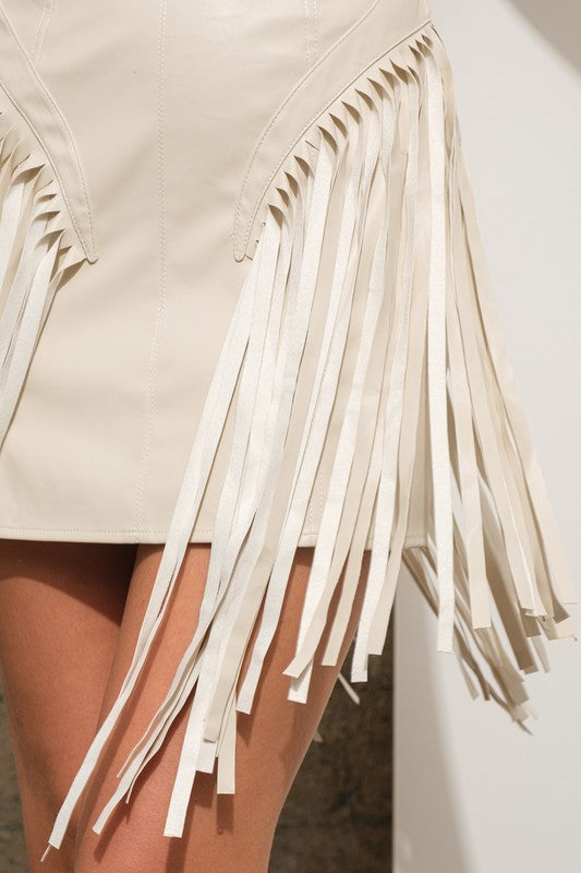 Leather fringe deals dress