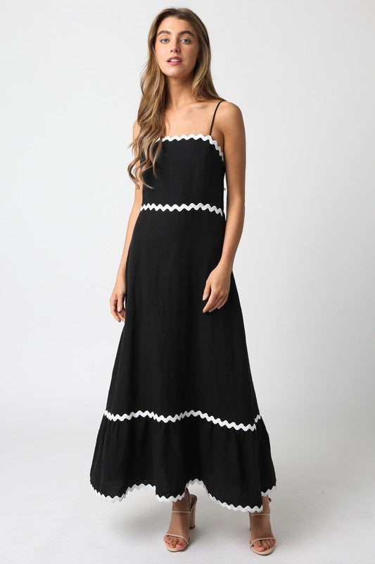 FINAL SALE!! Rio Linen Midi Dress in Black