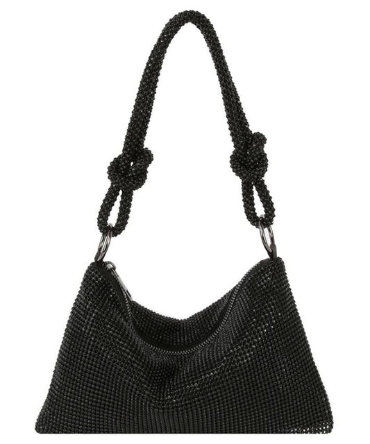 NEW!! Crystal Knotted Bag in Black