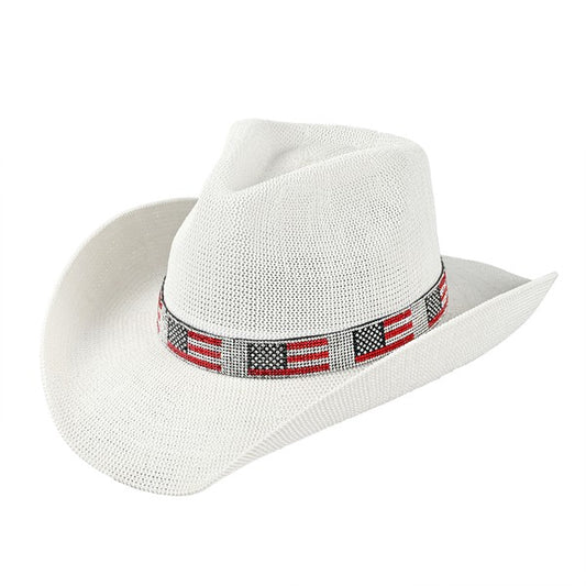 FINAL SALE!! "American Girl" Straw Cowboy Hat in White