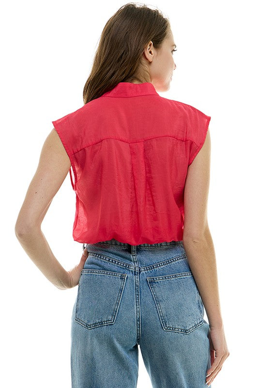 FINAL SALE!! Paloma Button Up Tank in Red