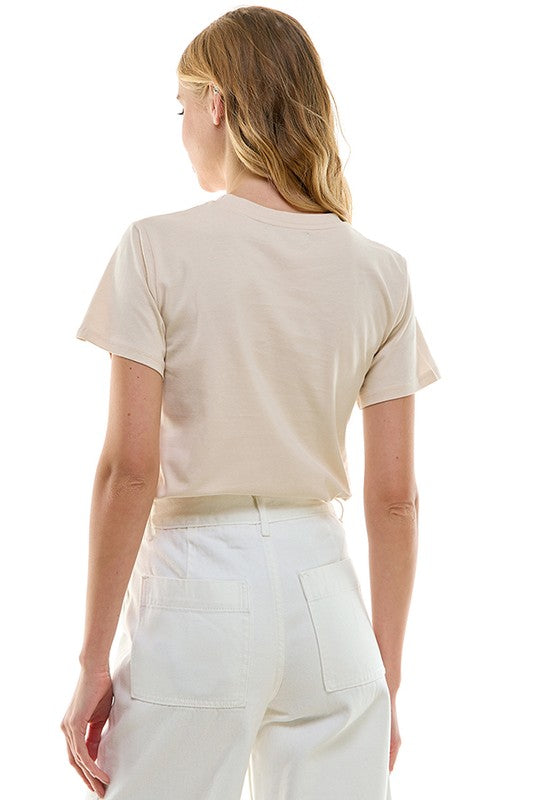 FINAL SALE!! Pearl Chain Tee in Beige