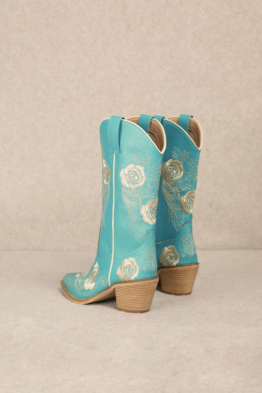 NEW!! Cali Turquoise Embroidered Cowboy Boot