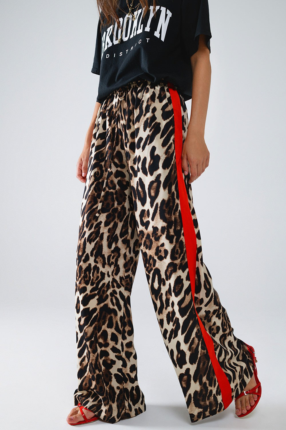 IN STOCK!! Leopard Straight Pants With Red Stripes