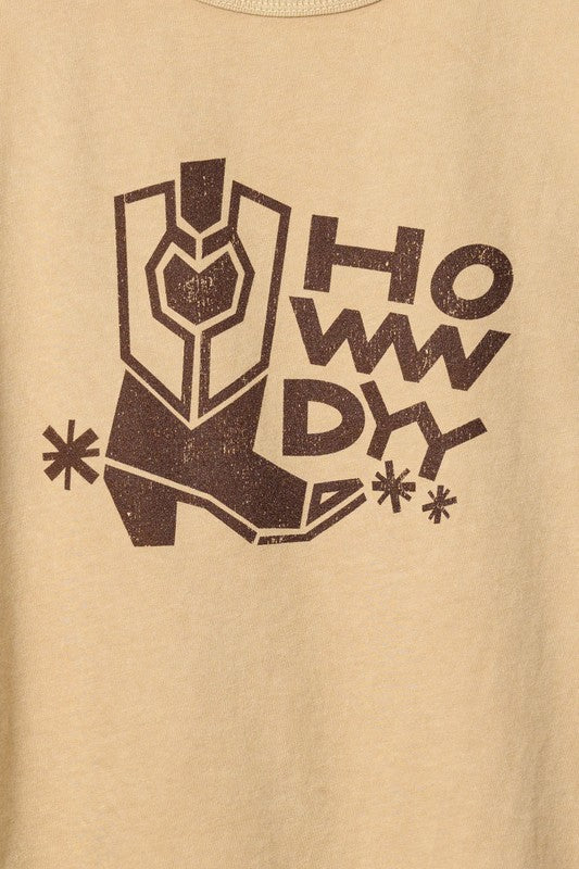 FINAL SALE!! Howdy Vintage Tank in Taupe