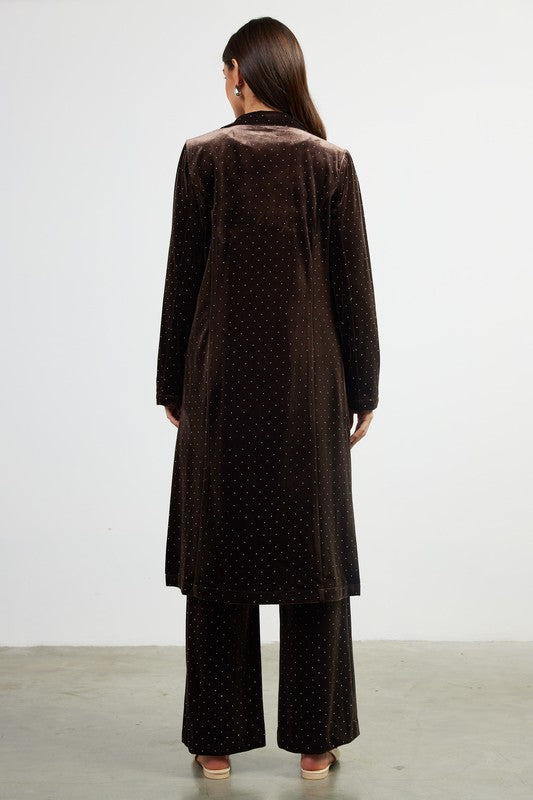 FINAL SALE!! I'm Golden Rhinestone Velvet Duster in Brown