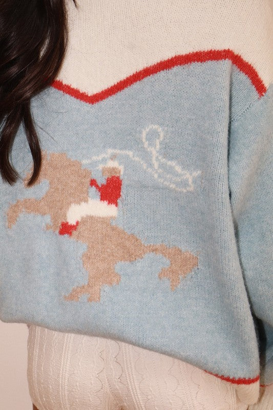 PREORDER!! Rodeo Cowboy Knit Sweater in Blue
