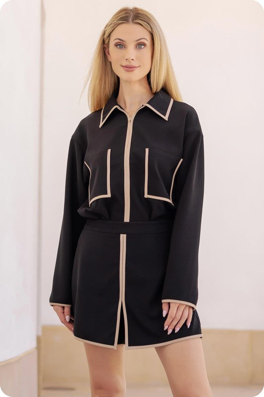 FINAL SALE!! Chloe Jacket and Skort Set in Black