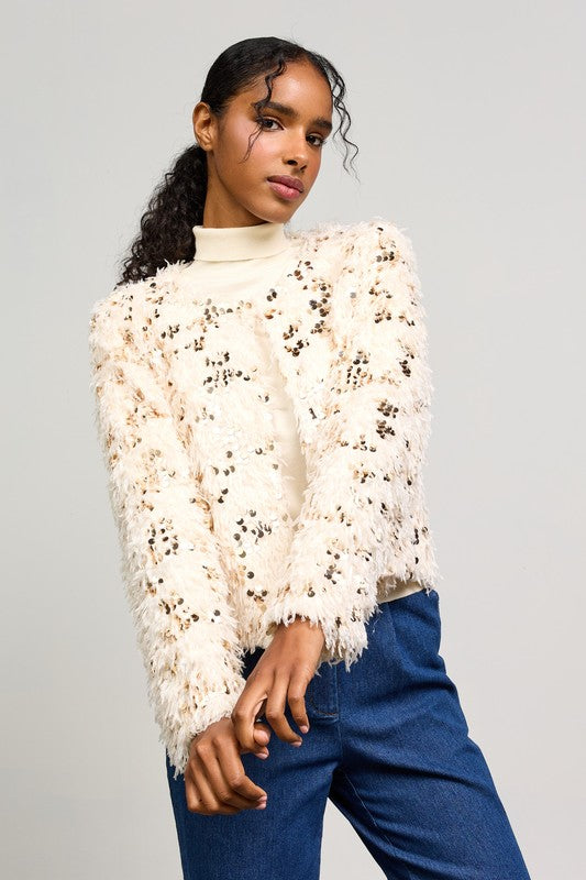 FINAL SALE!! Sparkle On Sequin Cardigan in Cream