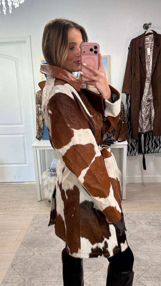 LIMITED EDITION! Cowhide Trench Coat #4 Size Large