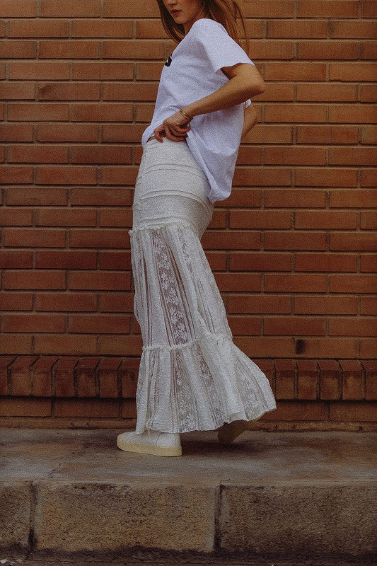 NEW!! "Ready to Go" White Lace Maxi Skirt