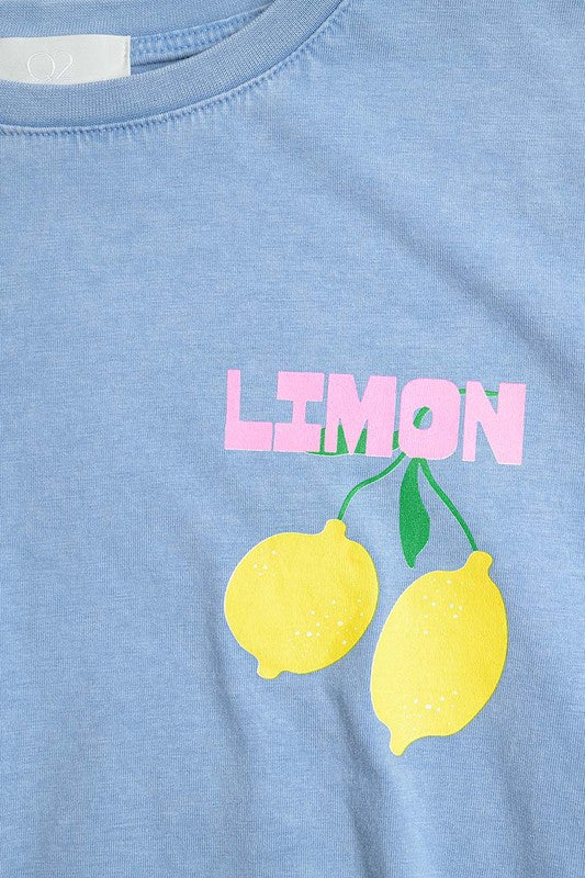 FINAL SALE!! "Lemon" Graphic Tee in Blue