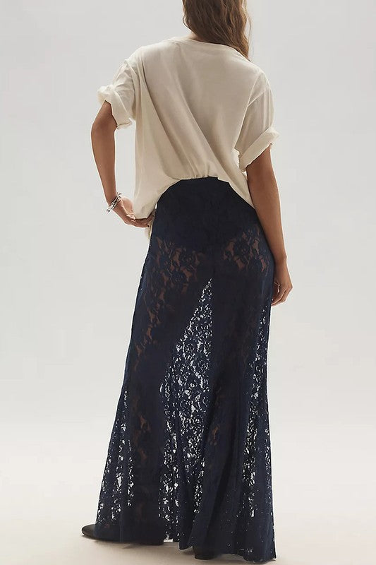 NEW!! "Trendsetter" Lace Maxi Skirt in Navy