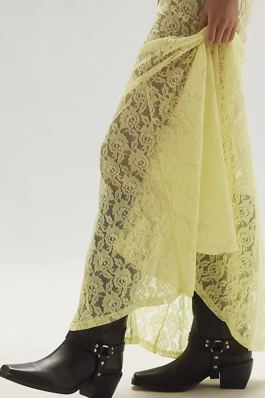 NEW!! "Trendsetter" Lace Maxi Skirt in Yellow