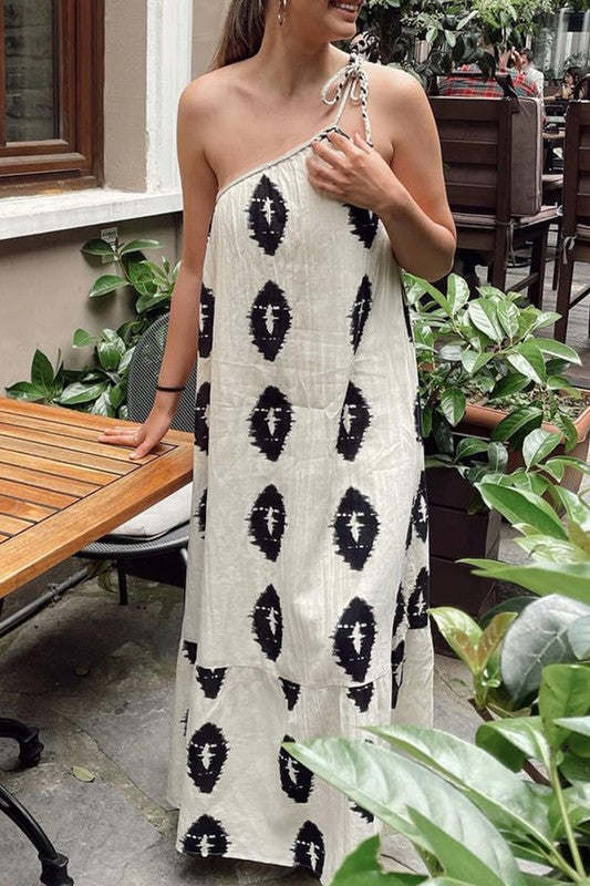 FINAL SALE!! "Isla" Printed One Shoulder Maxi Dress