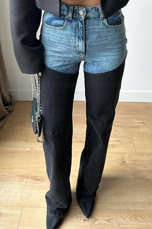 NEW!! Denim Contrast Chap Jeans