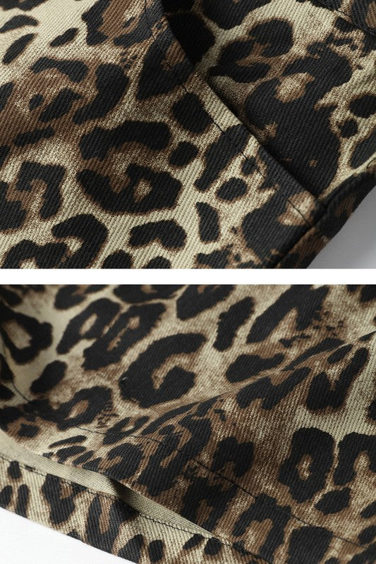 NEW!! Leopard Print Denim Shorts