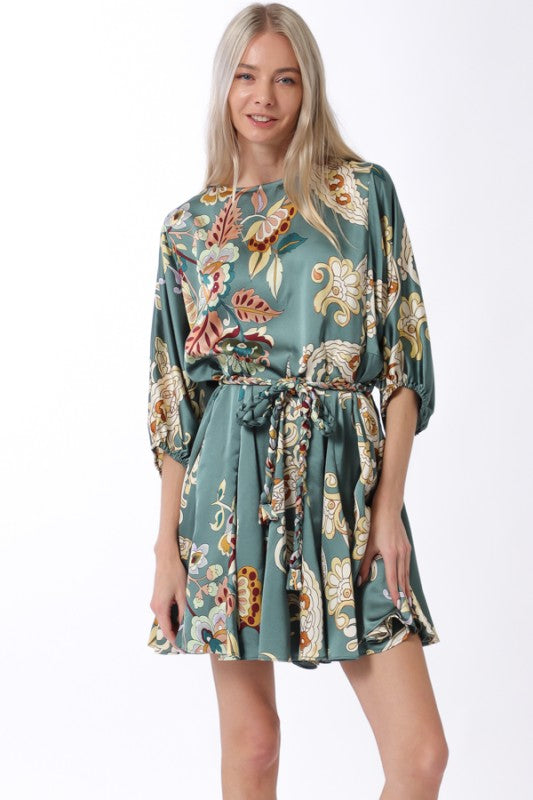 NEW!! Abstract Tie Waist Mini Dress