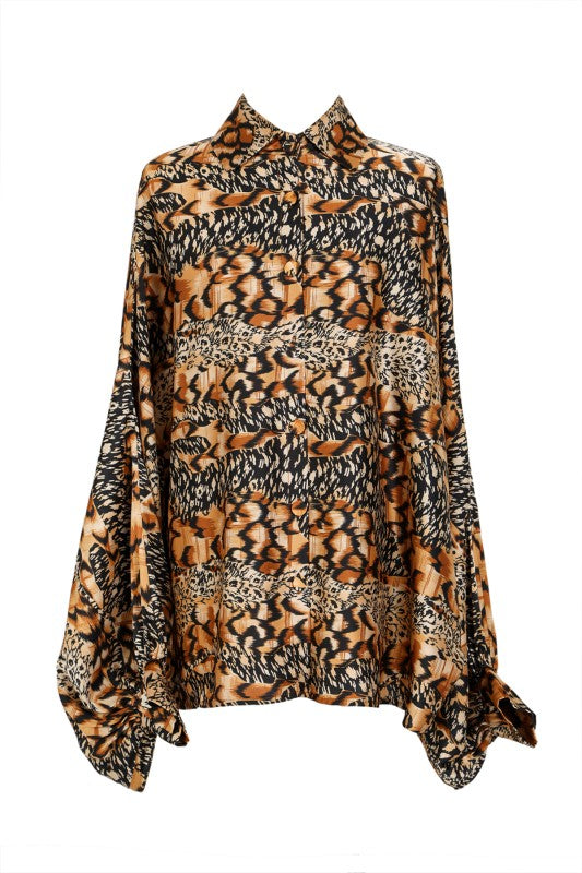 NEW!! Wild Cheetah Print Satin Top in Black