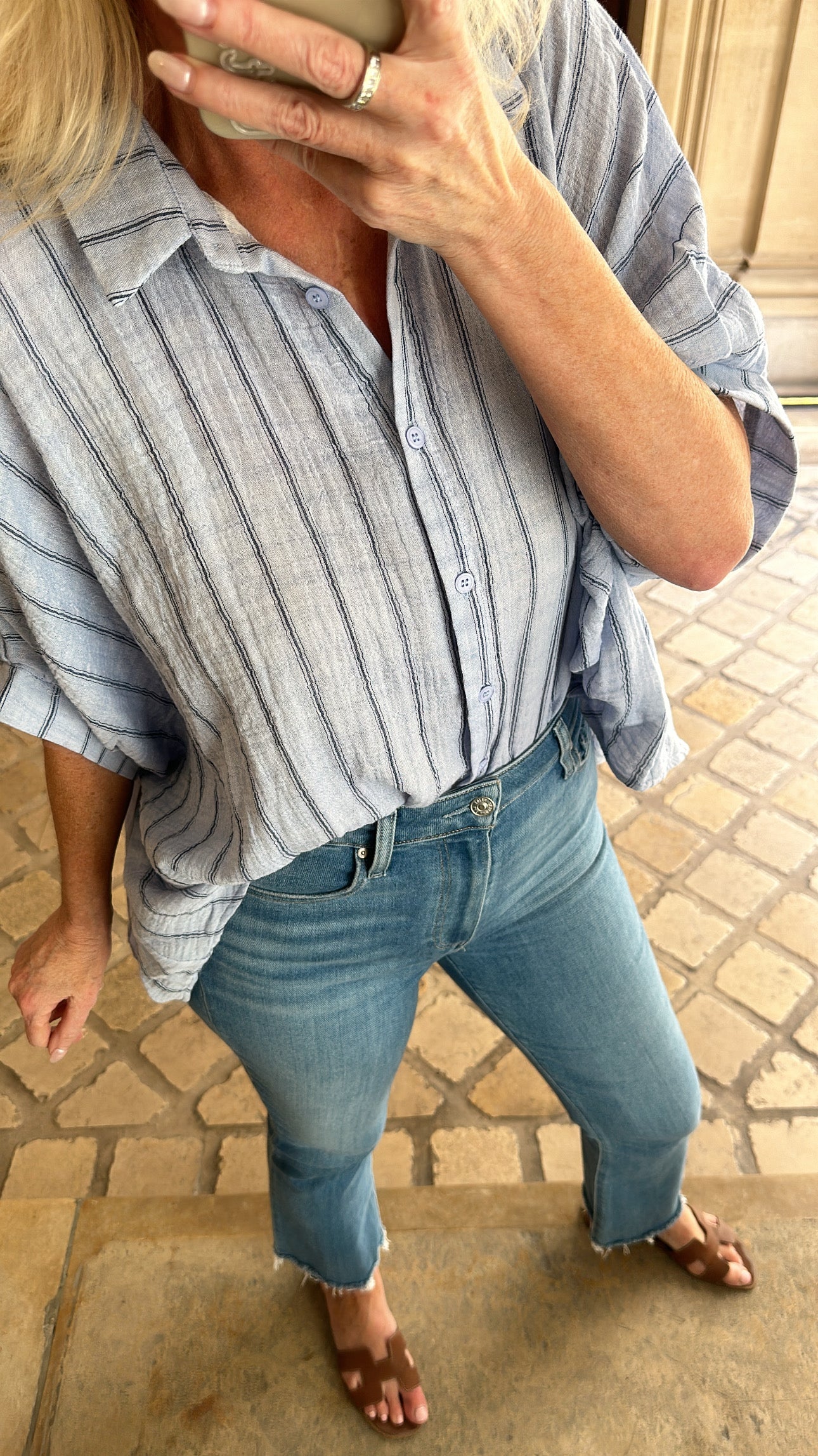 FINAL SALE!! Jordan Striped Button Down Top in Blue