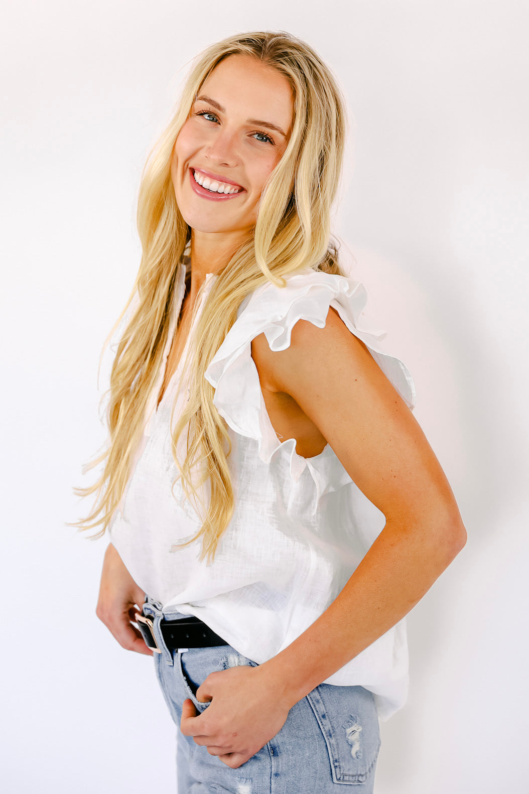 FINAL SALE!! Poppy Linen Blouse in White