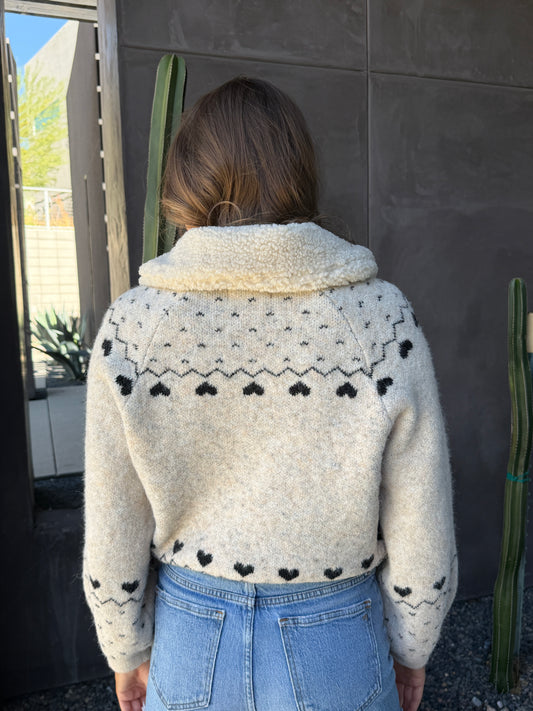 "Flying Solo" Cardigan w/ Sherpa Collar